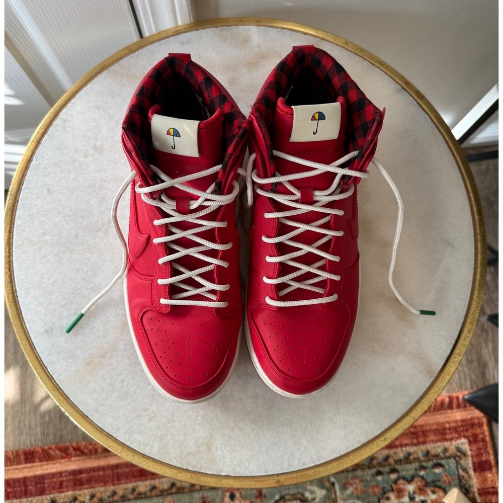 Nike Dunk High Ultra Rain Jacket Red Plaid Flannel Lined Sneakers Men's Sz 7 - Picture 7 of 10
